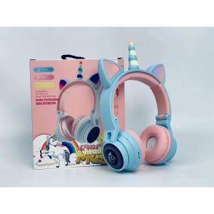 MGall LED Unicorn cat ear wireless Bluetooth headset girl cute headset unicorn bluetooth headset