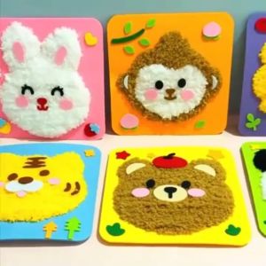 DIY Threading Drawing Kit for Kids Needle Punch Yarn Painting Sewing Embroidery Art Craft Set