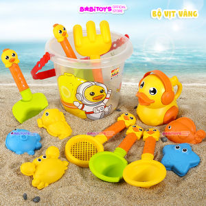 Bộ đồ chơi xúc cát đi biển nhiều chi tiết kèm xô xẻng và các khuôn đúc cát cho bé trai bé gái đi biển