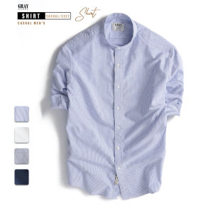 Áo Sơ Mi Nam Dài Tay Cổ Tàu GRAYHOMME Sơ mi Cổ Tàu linen kẻ sọc cá tính chất vải đũi thoáng mát - TB130