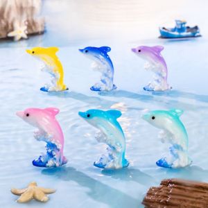 APRICOT Ocean Series Seven Color Dolphin Resin Simulation Car  Ornaments Decorative Cartoon Dolphins Micro Landscape Aquarium