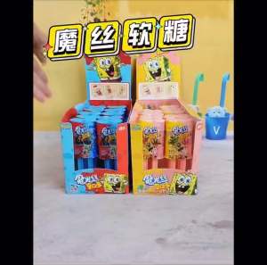 พร้อมส่งจากไทย เยลลี่มีขา (สปอนบ็อบ) ดันแล้วยืดๆออกมาเป็นเส้นๆ รสผลไม้ มีหลายรสชาติ