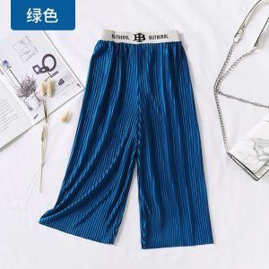 Quần Dài Ống Rộng Vải Viscose Thường Ngày Mùa Hè Cho Bé Gái 5-12 Tuổi Quần Mùa Xuân In Chữ Xếp Li Cho Trẻ Em