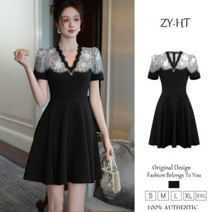 Zyht của phụ nữ ăn mặc Đầm đen váy chữ A Đầm công sở váy công sở lxury Dresses ĐẦM CƯỚI tham dự trang phục váy dự tiệc Váy dạ hội 21584