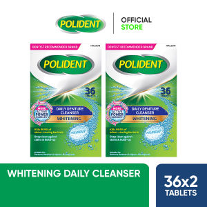Polident Denture & Retainer Cleaning Tablets Whitening Cleanser (2 x 36s)