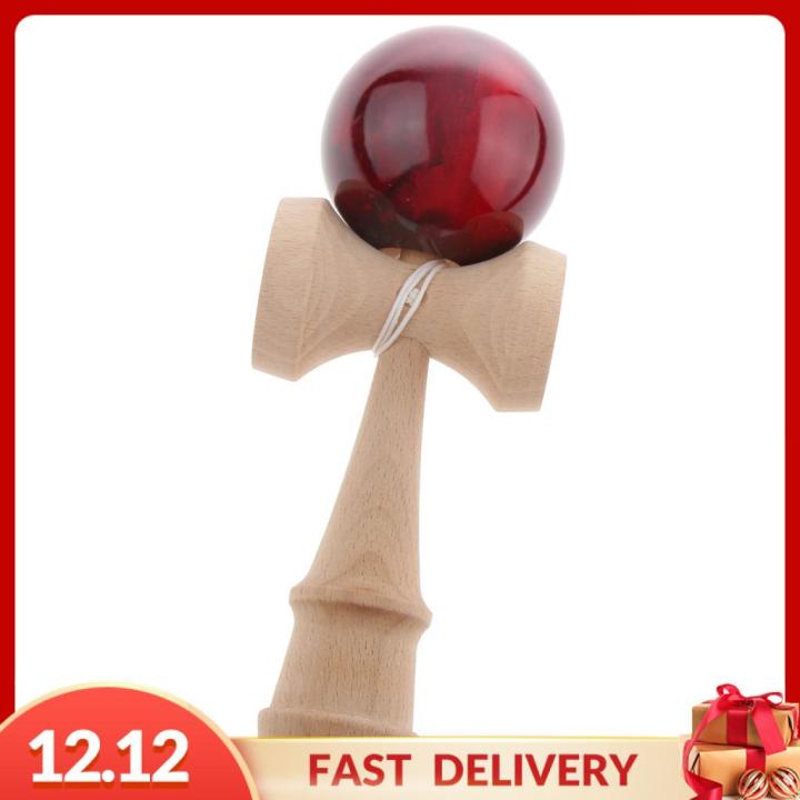 Pezhong Japan Traditional Wooden Marble Kendama Kids Skill Ball Game Toy Wine Red