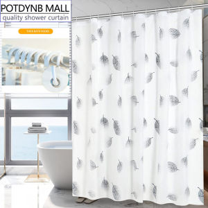 Shower Curtain White Black Leaf Waterproof Mildewproof Translucent Thicker PEVA Curtain for Bathroom Shower