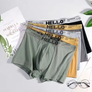 Paket Promo 4 pcs Celana Dalam Boxer Pria Dewasa Fashion Men Hello High Quality Underwear Bahan Lembut