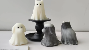 Safe Silicone Craft Mould Featuring Spooky Specters Puppy Cats Pattern for Holiday Decoration