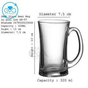 Ly Quai Loe Uống Bia Thuỷ Tinh Deli ZB097 Heavy Flare Glass Beer Mug With Handle 320ML