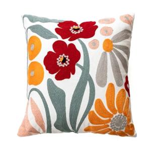 Floral Embroidery Throw Pillow Cover 18x18inch Decorative Flower Cushion Covers for Couch Bedroom Pillow Cases Decor