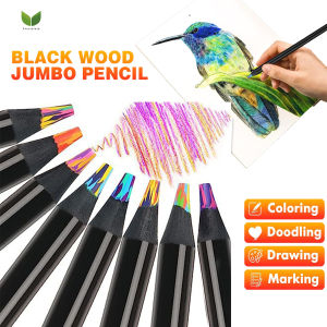 12 Colors Rainbow Pencils 10 mm Thick Jumbo Colored Pencils for Adults Multicolored Pencils for Art Drawing Coloring SketchingArt Supplies Christmas Gift For Kids