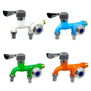 Dual Control Double Outlet Water Tap 1/2" Universal Interface Plastic Faucet Home