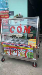 Tủ cơm hâm nóng thức ăn trực tiếp inox không gỉ 12 khay cơ khí bếp công nghiệp Tân Ngọc Châu 0937.272.899