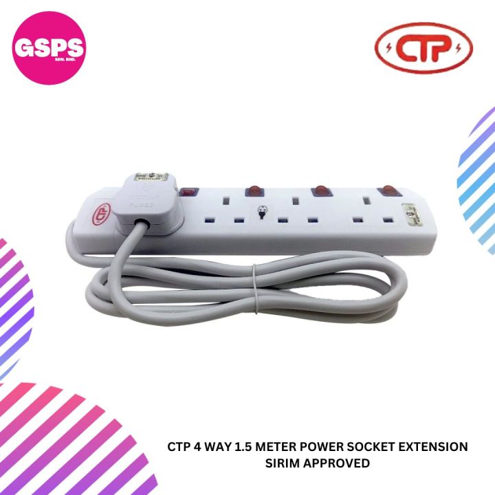 Ctp 4 Way 15 Meter Power Socket Extension Sirim Approved Lazada