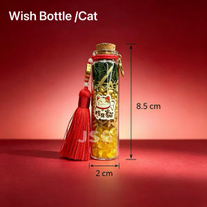 Wealth Attraction Wish Bottle Charm An Assemblage of Fortune Citrine & Sacred Botanicals Cat Tassel