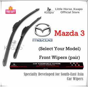 (Select Your Model) Mazda 3 Wiper Blade Set/Pair for m3 Car Window Wipers (silicone banana type 2 pcs) from Kuapo