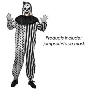 Halloween ác Joker Trang Phục Cosplay xiếc đen trắng Joker Jumpsuit cho người lớn lễ hội đạo cụ sân khấu đáng sợ trang phục