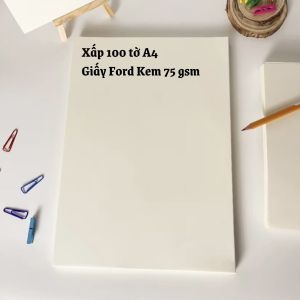 100 tờ giấy A4 Ford kem 75gsm mỏng - Dùng in ấn vẽ phác hoạ vẽ stroke ghi chú