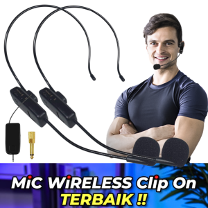 Erilles 2 PCS Microphone Mik Mic imam mesjid Wireless clip on bando headset 2.4G E65
