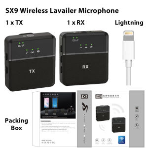 SX9 Wireless Lavalier Microphone Professional Portable Mini Lapel Microphone for Live Vlogging Video Interview Recording Smart Noise Cancelling Mic