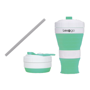 Lexngo Silicone Collapsible Mug / Cup 500ml - Foldable Coffee / Tea Mug / Cup with Straw Tumbler