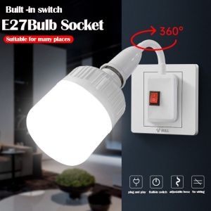 E27 LED Bulb Plug Socket Universal Extension Lamp Holder with Switch Base Plug in Flexible Wall Light Socket