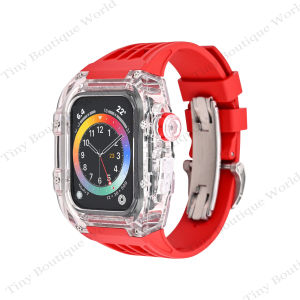 Transparent Case Modification Kit For Apple Watch Ultra 49mm 45mm 44mm Fluororubber WatchBand For i  Watch Series  8 7 6 SE 5 4  Sport Bracelet mod kit  (excluding watch)