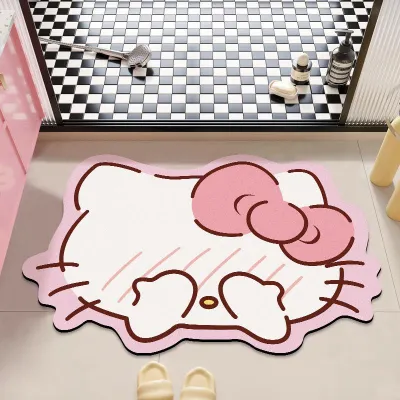Karpet Tikar Motif Kartun Hello Kitty Warna Pink untuk Dekorasi Rumah