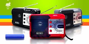 KUKU AM-K5BT FM/AM/SW 3 Band Antenna Radio Wireless Rechargeable USB Bluetooth Speaker with Solar Panel support SD/ TF/ MP3 Player