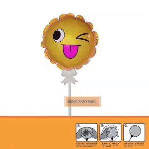 🇲🇾 1pcs 5 inch Press Auto Self Inflate Balloon Emoji I Love You Heart Shape Happy Birthday Belon Kembang Sendiri 自爆气球