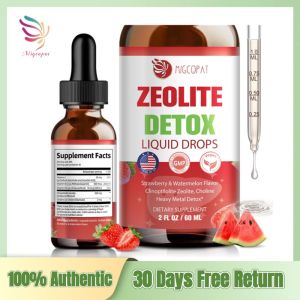 Migcopat Zeolite Detox Liquid Drops 60ml - Advanced Clinoptilolite Zeolite & Choline Formula for Heavy Metal Cleanse & Body Detox Strawberry Watermelon Flavor