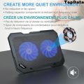 Hot TopMate C302  Laptop Cooling Pad Ultra-Thin Notebook Cooler , Laptop Fan Cooling Bracket Belt  2  One Mute Large Fan Blue  LED  Lamp , Cold Pad Built-in  USB  Cable Plug-and-Play , Applicable  10-15.6  Inch Laptop. 