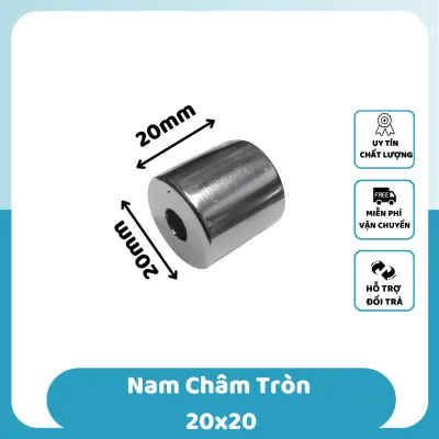 Nam Châm Hít Bi Sắt Loại Tròn Hình Trụ 20x20 Lỗ 6mm