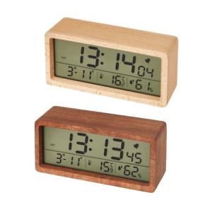 Digital Wooden Alarm Clock With Temperature & Humidity Display – FUNKY.sg