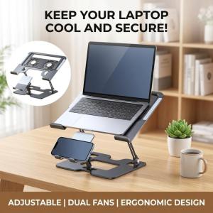 Laptop Stand Tablet Cooling Stand with Folding Fan Radiator Support Lift Anti-skid