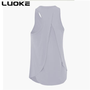 Luoke Professional Sleeveless Herringbone Vest for Womens Sports Running Swallowtail Beautiful Back Fitness Top Slit Loose Yoga Cover Up