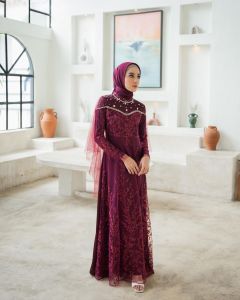 Dress Brukat Kekinian Gamis Muslim Brokat Wanita Mewah Seragam Bridesmaid Baju Wisuda Tunangan Lamaran Kondangan Modern Namira