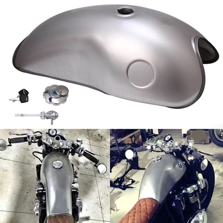 Motorcycle Universal Vintage Cafe Racer Gas Fuel Tank Iron 10L