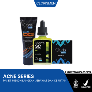 Clorismen Acne Series - Paket Skincare Perawatan Wajah Pria Penghilang Bekas Jerawat Bopeng dan Kerutan