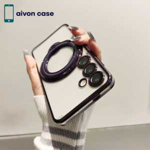 MODA Case For Samsung Galaxy A15 A35 A55 A54 A05S 4G/5G LUXURY RING PLATING Silikon Magnetic Mirror Casing Rotating EC-218