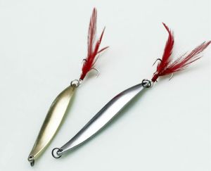 เหยื่อปลอม สปูน ทรงยาว 8 ซม. หนัก 16 กรัม มีสีเงินกับทอง spoon lure ตกปลากระสูบ เหยื่อตกปลา ปลาล่าเหยื่อทั่วไป อุปกรณ์ตกปลา JOJO Thailand