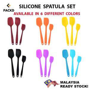 3Pcs Silicone Spatula Set Spoon Spatula Scraper Beater Heat Resistant Baking Tools | Silikon Spatula Set Sudu Spatula Pengikis Pemukul Alat Baking Tahan Haba | 硅胶抹刀套装勺子抹刀刮刀搅拌器耐热烘焙工具