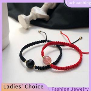 [COD] liuchuanbing Jewellery New Obsidian Lucky Beads Strawberry Bracelet Womens Woven Couple Bracelet Gift