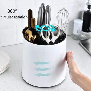 Multifunctional Rotating Knife Holder Kitchen Supplies Rack Kitchen Knife Holder Spoon Chopstick Cage Household