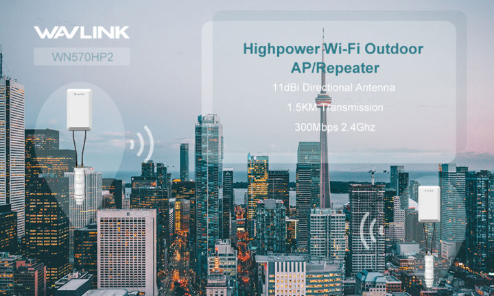 Wavlink Wireless 2.4GHz 300Mbps Long Range Outdoor AP/Repeater CPE Kit for PtP and PtMP Transmission | Point to Point WiFi Bridge | 2*2 MIMO 11dBi Antenna, 1.5km | Passive PoE Powered | Extend WiFi Network | Weatherproof Enclosure