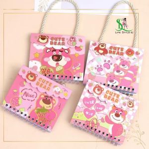 Sổ tay ghi chép sổ tay mini sổ tay lò xo cute có quai xách gấu dâu Lotso dễ thương - Life Style 4U