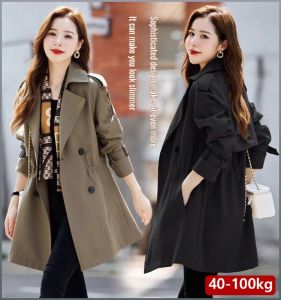 Womens Trench Coat Fashion Slimmer Waist Soft and Comfortable Mid-length Temperament Skinny