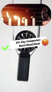 JISULIFE Portable Handheld Fan with LED Display 5 Speeds 5000mAh 150 ° Folded 3-IN-1 Hand/Desk/Neck Multifunction Personal Fan