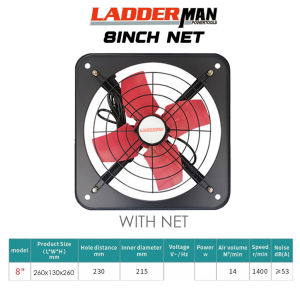 Ladderman 8 / 10 Inch Exhaust Fan Kitchen Household Ventilation Fan Net Light Duty Bathroom Exhaust Fan Kipas Ekzos 抽风机